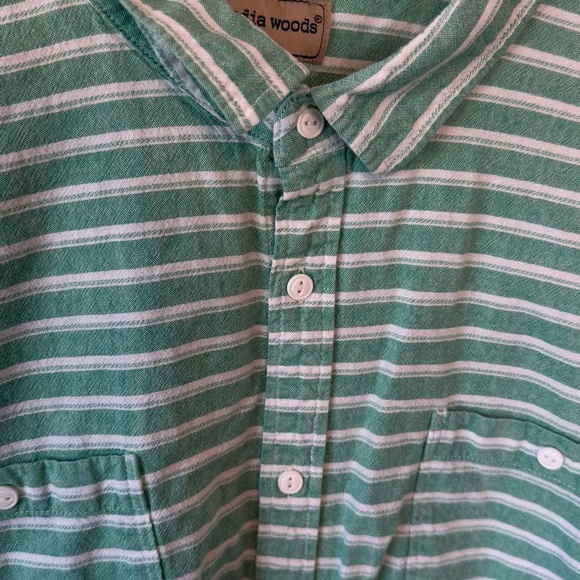 Scandia Woods Men’s Green/White Striped 100% Cotton Button Down Short Sleeve 2XL - Picture 6 of 11